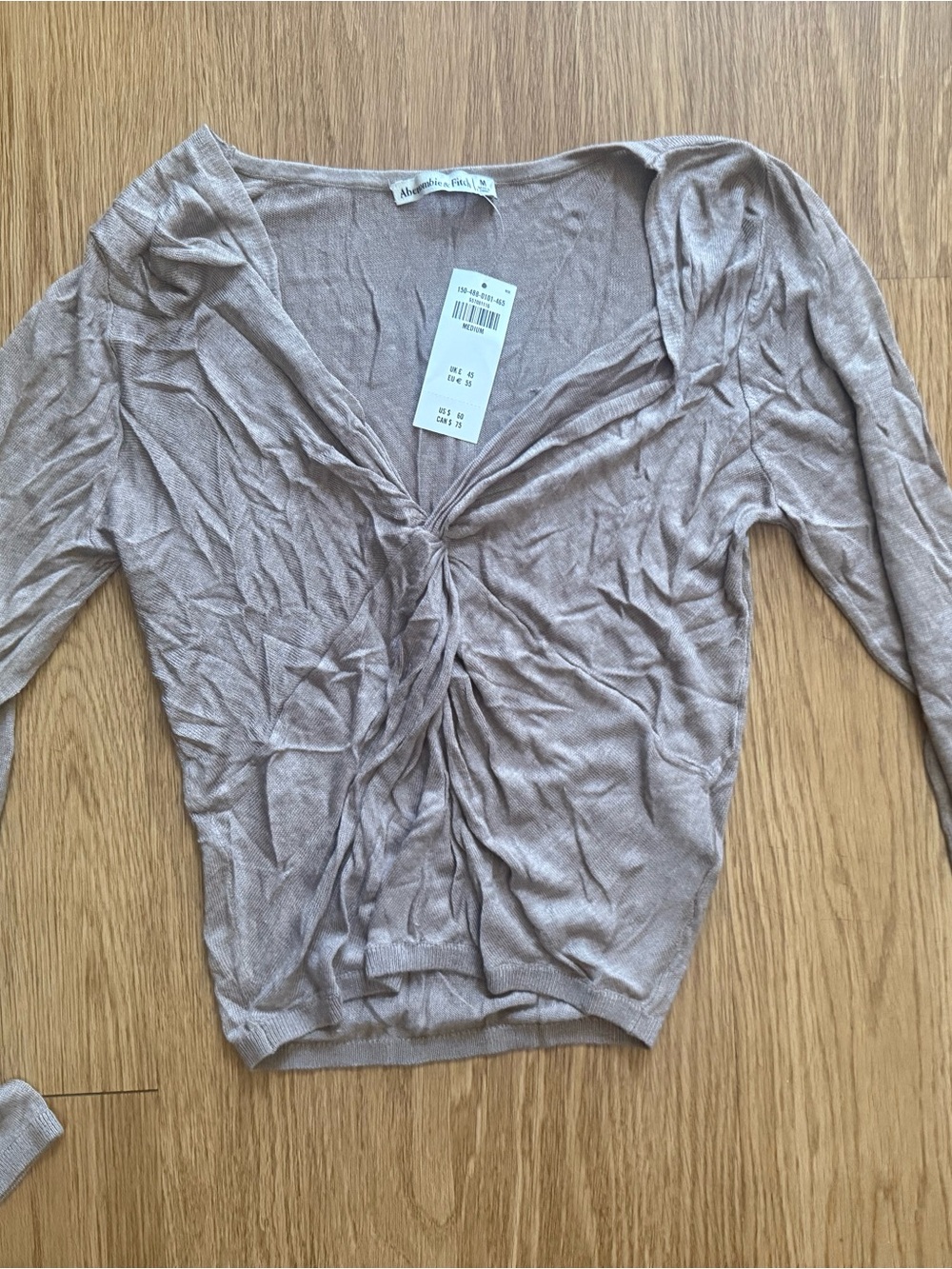 Abercrombie & Fitch Mauve Twist-Front Long Sleeve Top